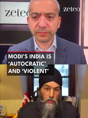 A post by @zeteonews on TikTok caption: “The Modi government is autocratic, it is a violent government, it is one that abuses minorities, and I want to continue to call that out.” Jagmeet Singh, leader of Canada’s New Democratic Party, talks India, Trump, Gaza and more in this Town Hall with Mehdi Hasan. Watch the full conversation at Zeteo.com.