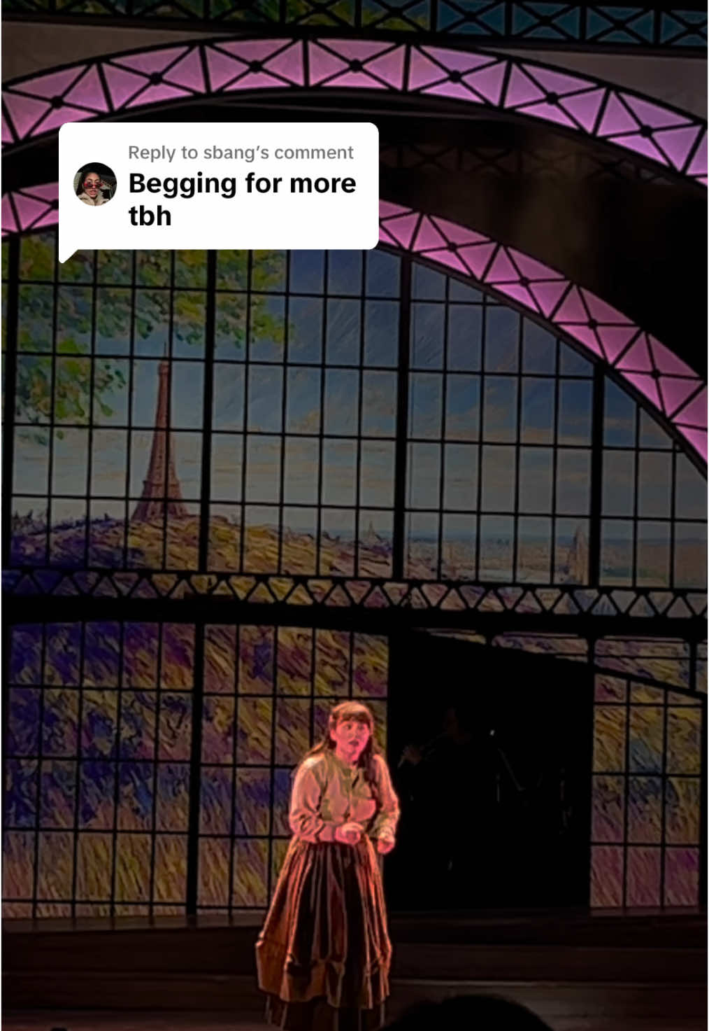 A post by @lydaajadeee on TikTok caption: Replying to @sbang ok ok last one!! you have all been too kind and this show now holds such a special place in my heart. thanks for all the love💜 #fyp #singing #musicaltheatre #anastasia 