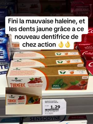 A post by @ on TikTok caption: Finis les mauvais haleine et les dents jaune, grâce a ce nouveau dentifrice de chez action, foncez vites                                       #action #arrivage_action #astuce #fouryou #pourtoi #viral_video 