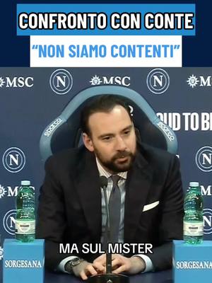 A post by @calcionapoli24tv on TikTok caption: “Non siamo contenti, io per primo” ⚠️  #Manna senza peli sulla lingua svela il post confronto mercato con mister #Conte 😧  #CN24 #CalcioNapoli24 #CalcioNapoli  📹 @SSC Napoli 