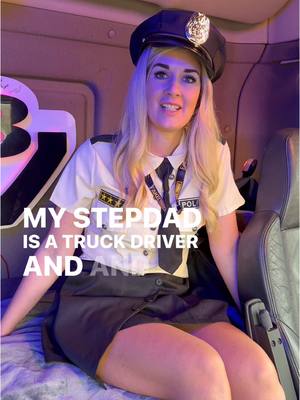 A post by @fake_trucker on TikTok caption: Her stepdad made her want to do it 👀 @tanya  #truckdriver #scaniav8 #truckersoftiktok #trucking #tiktokviral 