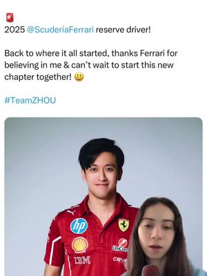 A post by @motorsportsdiaries on TikTok caption: What do y’all think? 👀 #f1tiktok #f1contentcreators #scuderiaferrari #zhouguanyu #f1news 