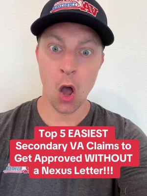 A post by @vaclaimsinsider on TikTok caption: 💪 Top 5 EASIEST Secondary VA Claims to Get Approved WITHOUT a Nexus Letter! #vaclaims #vadisability #vabenefits #vadisabilitybenefits #vaclaimtips #vaclaimhelp #vaclaimssupport #nexusletter #veterans #disabledveteran #vaclaimsinsider 