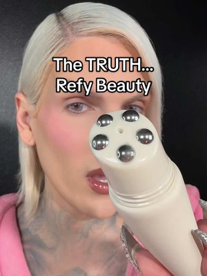 A post by @jeffreestar on TikTok caption: Trying @REFY makeup and skin care for the first time!! 😇 #jeffreestar #makeupreview #refybeauty #sephora #skincare #BeautyTok #bronzer #makeuptutorial #fyp 