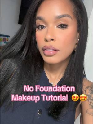 A post by @nelliemarina__ on TikTok caption: So this is my second time trying the no foundation makeup routine and I am falling in love with it 😍 it cuts my time in half and if I have a super long day my makeup feels so much better at the end of the day. Not as heavy and it still gives 😍😍  #makeuptutorial #nofoundationmakeup 