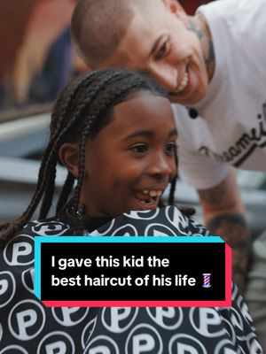 A post by @vicblends on TikTok caption: I gave this kid the best haircut of his life 🥹💈 Wait till the end!