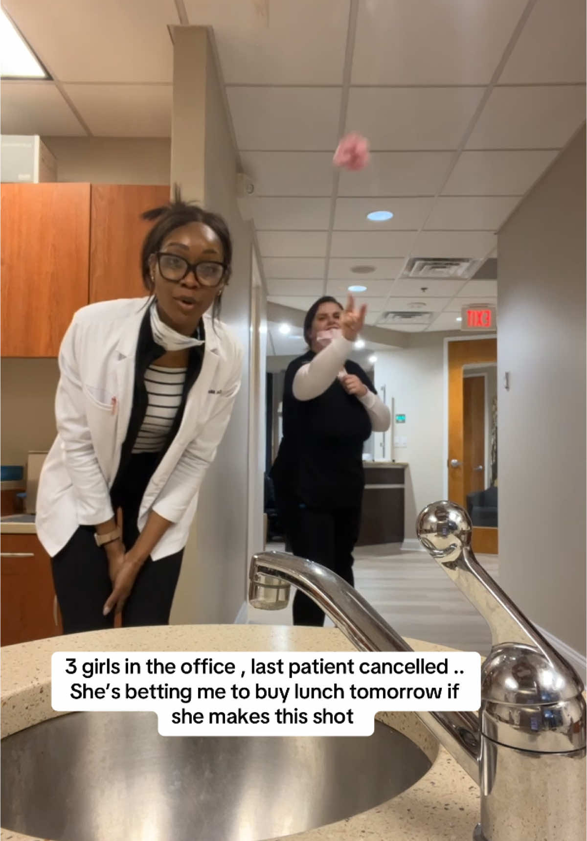 A post by @temmiemeggs on TikTok caption: i get the feeling she’s going to want to play this once a week , if you’re our patient don’t cancel for the rest of the month ! haha love my girls #dental #humor #latenight #cancellations 