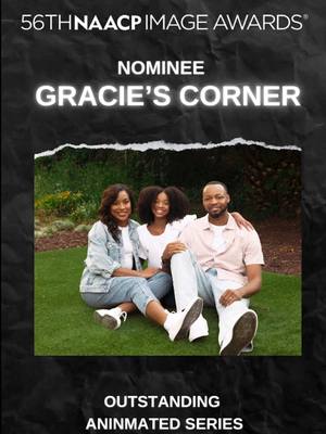 A post by @graciescornertv on TikTok caption: 🎉 We’re nominated for 3️⃣ NAACP Image Award! 🎉 Gracie’s Corner is all about joy, learning, and representation, and we need your support! Nominations: 💜 Outstanding Animated Series – Gracie’s Corner 💜 Outstanding Children’s Program – Gracie’s Corner 💜 Outstanding Youth Performance – Graceyn Hollingsworth Every vote counts, Friends! Click the 🔗 in our bio to vote ⬆️ #GraciesCorner #naacpimageawards 