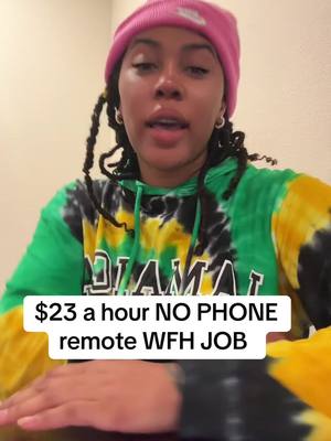 A post by @therealwfhcali on TikTok caption: $23/ hour remote no phone wfh job  #wfh #workfromhome #remote #workfromhomejobs #remotejobs #remotework #wfhlife 