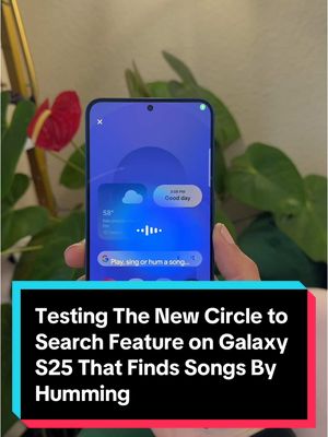 A post by @cnetdotcom on TikTok caption: Not bad, not bad! 👀 You may have seen #Google’s new feature that shows off the ability to find a song by humming it. Tech Reporter @Abrar Al-Heeti gave it a try on the new #Samsung Galaxy S25 series. Here’s how it went. #galaxys25 #android #howto #circletosearch #shazam #galaxys25plus #samsunggalaxy #mobile #smartphone #songfinder 