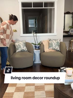 A post by @kenziemariehome on TikTok caption: does it help when I break down smaller spaces like this to help you find inspo? 🤨🤔😜 everything mentioned here is 🔗 at the top of my page! ☝🏽  #livingroomdecor #neutraldecor #aesthetichome #coffeetabledecor #modernhomedecor #diydecor 