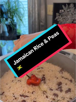 A post by @beatrizcookinnvibez on TikTok caption: Jamaican Rice & Peas Recipe 🇯🇲 Hope you enjoy my version of this recipe 💚🖤💛 BEANS: 1/2c Dried Kidney Beans  12c Water 6 Fresh Thyme 2-3 Scallion Green 4-6 Garlic Cloves 1/2 Small Yellow Onion Salt to taste Boil for an Hour & Half to Two Hours Coconut Milk Whole Coconut 2c Water Blend & Drain RICE: 1/4c Oil 2Tbs Butter 1/2 Small Yellow Onion 2-3 Garlic Cloves 2 Scallion Green 1Tbs Chicken Bouillon  3c Jasmine Rice 12oz Coconut Milk 1 1/2c Bean Broth 3 Fresh Thyme Salt to Taste 1 Whole Scotch Bonnet  #jamaicanfood #riceandpeas 