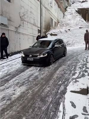 A post by @sciroccob on TikTok caption: Brakes locked upp in France 🧊🏔️🇫🇷 🏎️ #golfr #vw #dasauto #mk75r #mk7r #gti 