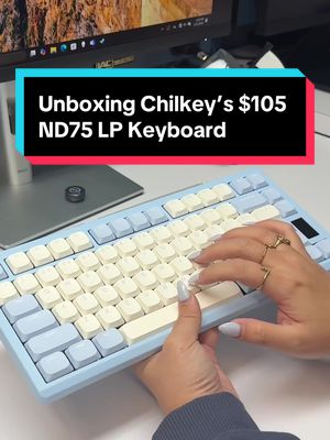 A post by @cnetdotcom on TikTok caption: 🐱This low-profile #keyboard has a LCD you never knew you wanted. Let’s #unbox the #Chilkey ND75 LP mechanical keyboard with us. ⌨️ #chilkeynd75lp  #mechanicalkeyboard #unboxing #pc #peripherals #chilkeynd75 #keyboardunboxing #typing 