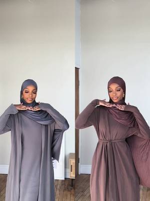 A post by @ansari.sumayah on TikTok caption: Gray or Brown? 😍 Cozy Cotton Sets available on my website. Link in bio. #fyp #modest #foryou 