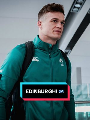 A post by @irishrugby on TikTok caption: We’ve arrived in Edinburgh! 🏴󠁧󠁢󠁳󠁣󠁴󠁿 #TeamOfUs 