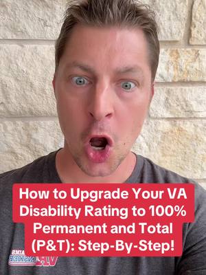 A post by @vaclaimsinsider on TikTok caption: 💯 How to Upgrade Your VA Disability Rating to 100% Permanent and Total (P&T): Step-By-Step Tutorial! #vaclaims #vadisability #vabenefits #vadisabilitybenefits #vaclaimtips #vaclaimhelp #vaclaimssupport #veterans #disabledveteran #vaclaimsinsider 