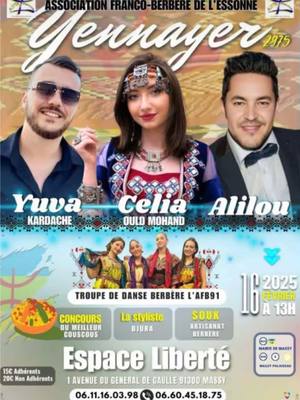 A post by @kabyle_solide on TikTok caption: RDV le 16 février pour un gala à Massy de l’AFB91 par @FerroudjaAFB91 ❤️ #amazigh #Algerie #Histoire #Maghreb #berbere #kabyle #kabyles #kabylie #berberes #tamazight #tamazgha #culture #fierte #imazighen #viral #pourtoi #fyp #fypシ #france #dz #213 #bylka #apprendresurtiktok #tenere #sahara #touareg #touaregs #chaoui #chaouia #ichawiyen #ichaouiyen #chaouia🇩🇿 #🇩🇿 #ⵣ #concert #gala #musique #chant 