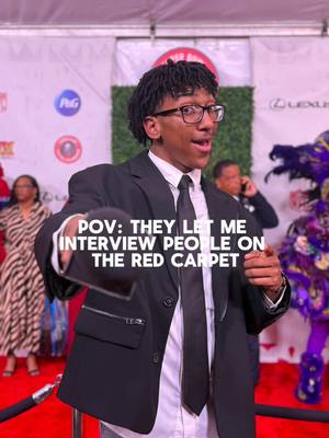 A post by @mark_e_04 on TikTok caption: Added a lil more anointing to the red carpet at the Super Bowl soulful celebration 🫶🏽 big shoutout to @BlackChurchTok #churchtiktok #christiantiktok #ablaze #fyp #superbowlsoulfulcelebration 