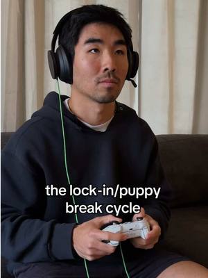 A post by @xbox on TikTok caption: Frequent puppy breaks improve gaming performance #Xbox #Gaming #DogsofTikTok 