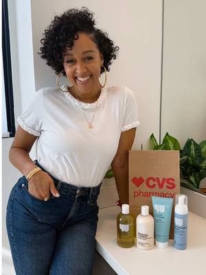 A post by @tiamowry on TikTok caption: ✨ Exciting news! 4U by Tia is now available in select CVS stores! Head to your nearest CVS and grab your favorite products today! 🩵🛒 #4UbyTia #CVSBeauty #HairCareEssentials #naturalhair #cleaningredients 