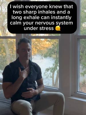 A post by @youngeryoudoc on TikTok caption: I wish more people knew how powerful breathing can be. Taking two sharp inhales followed by a long exhale—also known as the ‘physiological sigh’—can rapidly calm your nervous system and reduce stress. Research highlighted by @hubermanlab at Stanford University demonstrates that this simple technique is one of the fastest ways to regulate your body during high-stress or anxious moments. Breathwork is free, easy to do anywhere, and incredibly effective. Give it a try the next time you’re overwhelmed! #StressRelief #MentalHealth #physiologicalsigh #nervoussystemhealth #anxietyrelief #calmunderpressure #breathebetter #hubermanlab #breathingexercise #wellnessjourney #stressmanagement #fyp 