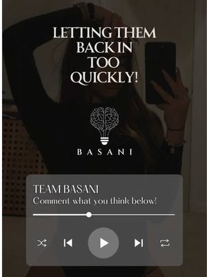 A post by @teambasani on TikTok caption: Letting them back in too quickly could be your problem… . . . . . #b#basanis#sumedht#thoughtcasts#sumisumedhbasani