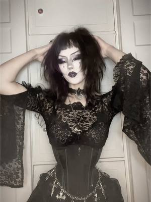 A post by @skeletslet on TikTok caption: Clearing out my drafts cus I’m switching back to my old phone!! Bye bye broken cam #goth #gothic #alternativegirl #vampiregirl #gothicstyle #tradgoth #gothicgirl #tradgothmakeup #gothicmakeup #gothmakeup 