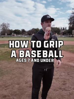 A post by @legends_baseball on TikTok caption: The correct way to hold a baseball for young players under 7. #baseball #littleleague #legendsbaseball #travelball #littleleaguebaseball #summercamp #coaching