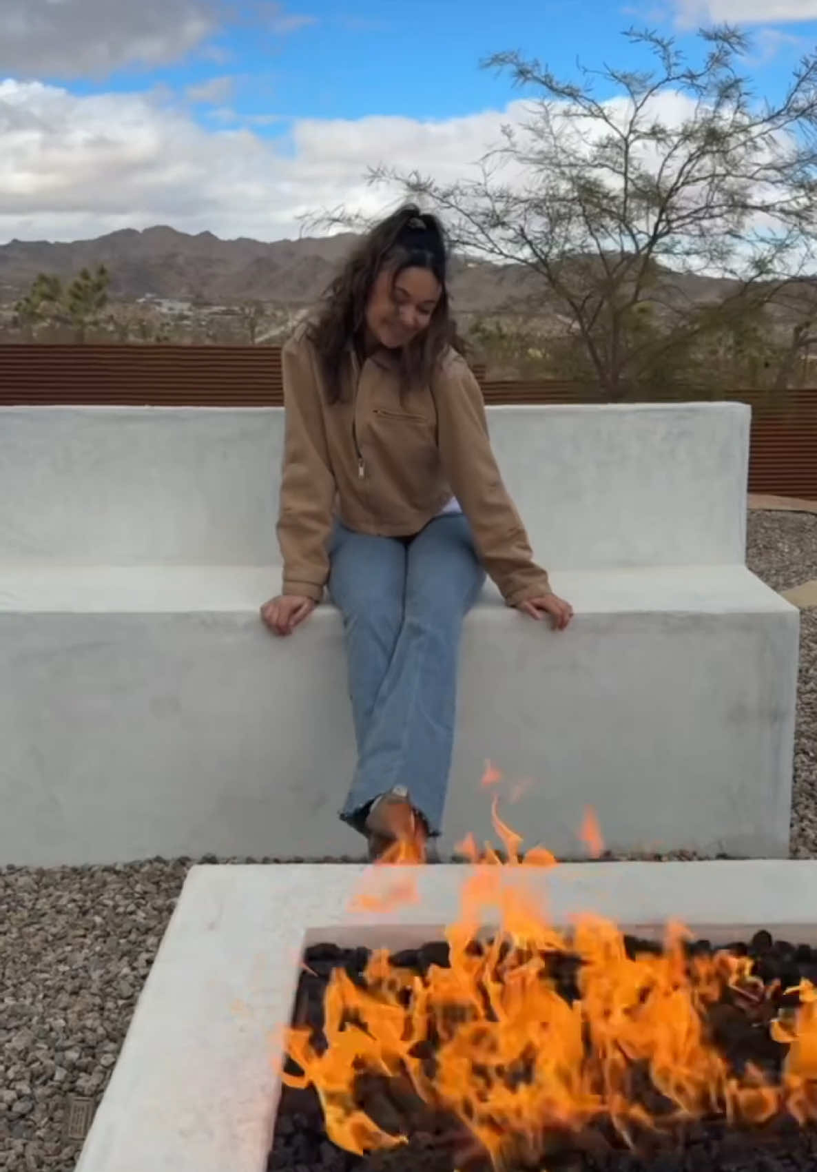 A post by @madsbaileybabe on TikTok caption: Weekending in Joshua Tree 🌵 my go-to roadtrip jeans are @abercrombie #abercrombiepartner