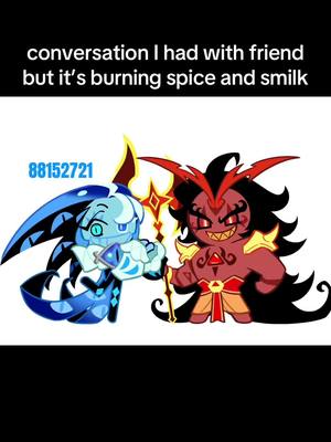 A post by @welshianhachi on TikTok caption: I was giggling making this @Burningspicemucher🔥🔥🫃🫃 #CapCut #fyp #fy #burningspice #burningspicecookie #shadowmilk #shadowmilkcookie #cookierun #cookierunkingdom #crk #xyzbca 