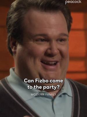 A post by @peacock on TikTok caption: Justice for Fizbo 😤 #ModernFamily is streaming now on Peacock. #CameronTucker #MitchellPritchett #Birthday #Clown