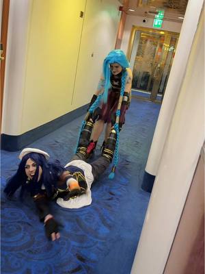 A post by @.ayoitslani on TikTok caption: THIS VIDEO GOT ME CRYING😭😭 jinx @George Caitlyn @ju.raysa #vicosplay #jinx #caitlyn #arcane 