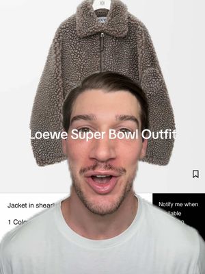 A post by @alexwillyum on TikTok caption: My final #SuperBowl outfit with @LOEWE #loewe #superbowlsunday 