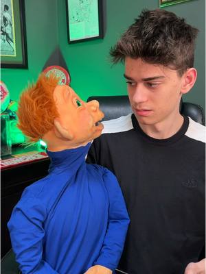 A post by @nikolasbushi on TikTok caption: Scary Chris 🧑🏼‍🦰 #nikolasbushi #christhepuppetking #funny #tiktok #joke #fyp #lol #cool #haha #dance #dancing #ventriloquist 