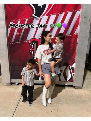 A post by @_adamarisaguirre on TikTok caption: Monster jam night 🖤🏁 #boymom #monsterjam #monstertrucks #trending #fyp 