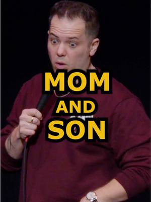 A post by @jeffarcuri on TikTok caption: Mom and son #funny #jokes #crowdwork #standupcomedy #comedy #fyp #jeffarcuri 