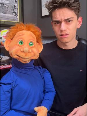 A post by @nikolasbushi on TikTok caption: 😐🧑🏼‍🦰 #nikolasbushi #christhepuppetking #funny #tiktok #fyp #fy #joke #ventriloquist #viral #lol #cool #fun #like #comedy #university #hehe 