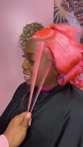 A post by @baddiejoiii on TikTok caption: You can’t  tell me nothing when I get my Hair Done! 💕🥳🙌🏾 #pink #pinkwig #fyp 