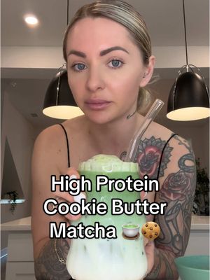 A post by @trainwithshay on TikTok caption: High Protein Cookie Butter Matcha 🍵🍪🔥