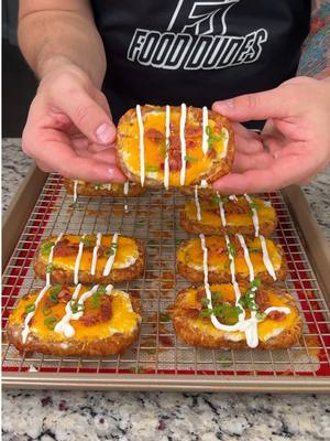 A post by @fooddudescook on TikTok caption: Loaded Hashbrowns 🥔 #EasyRecipe #cooking #DinnerIdeas #recipes