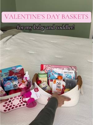 A post by @maliaandfamily on TikTok caption: Valentine’s Day Baskets for my almost 6 month old & 3.5 year old!💕 #ValentinesDay #lovebasket #toddler #baby #valentinesdaybasket #motherhood #creatorsearchinsights #valentinesdaygift #idea #sahm 