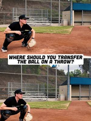 A post by @catchingmadesimple on TikTok caption: Where should you transfer to when you go to throw? 🤔 There are 2 schools of thought on this one 2️⃣ I'll share a video with my thoughts tomorrow💯 Drop your thoughts in the comment below! #baseball #softball #catching