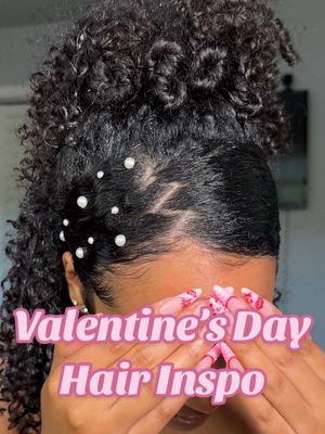 A post by @michixo__ on TikTok caption: Valentine’s Day hair inspo 🎀🤍#curlygirl #hairstyle #inspiration #ValentinesDay 