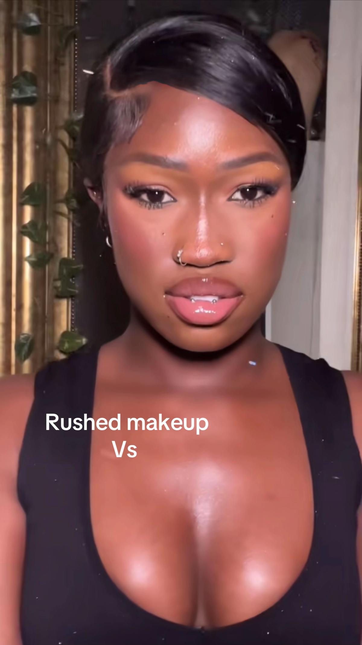 A post by @itssfanta on TikTok caption: Sometimes I prefer my rushed makeup 