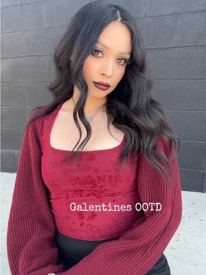 A post by @thefashionmess on TikTok caption: Galentine's outfit from this weekend. I don't wear red or pink so burgundy is the closest I'm getting to it lol #galentinesday #OOTD #burgundy 