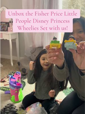 A post by @maliaandfamily on TikTok caption: Fisher Price Little  People Disney Princess  Wheelies Set!🩷👑 #fisherpricelittlepeople #disneyprincess #wheelies #littlepeopleset #toddlertoy #sahm #motherhood #unboxingvideo #facebookmarketplace  #creatorsearchinsights