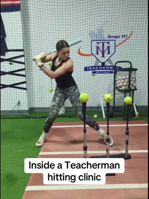 A post by @teachermanhitting on TikTok caption: Some recent clinic work. Video is from zaylee_softball_2028 on IG