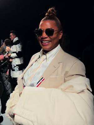 A post by @mysteryfashionist on TikTok caption: @queenlatifah in full @thombrowne #nyfw 