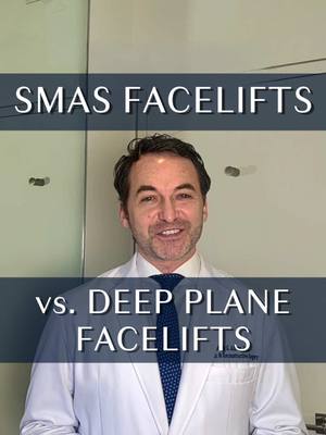 A post by @albertplasticsurgery on TikTok caption: With so many different names for facelifts, what are the key differences?? 🤔 It’s actually quite straightforward: ▶ SMAS = The traditional facelift! Simply put, it only penetrates to the layer of tissue beneath the skin that surgeons target. Ideal for earlier signs of aging like jowls & sagging cheeks, plus it’s less invasive.  ▶ Deep Plane = Addresses a layer deeper— BOTH the SMAS and muscle layer. Ideal for advanced signs of aging, sagging skin, volume loss, and wrinkles. Lasts much longer than a SMAS, too!  Ready to turn back time on your face? Consult with us today! 📞 (212)-203-8623 💻 www.albertplasticsurgery.com 📍 950 Park Avenue, New York, NY  #facelift #smasfacelift #deepplanefacelift #rhytidectomy #PlasticSurgery #plasticsurgeon #AntiAging #antiwrinkle #beauty #aesthetics #cosmetics #collagen #lift #NYC #nycplasticsurgery #transformation #beforeandafter #smas #minifacelift 